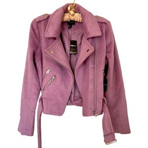 NWT Forever 21 Contemporary fuzzy orchid Moto Jacket size XS